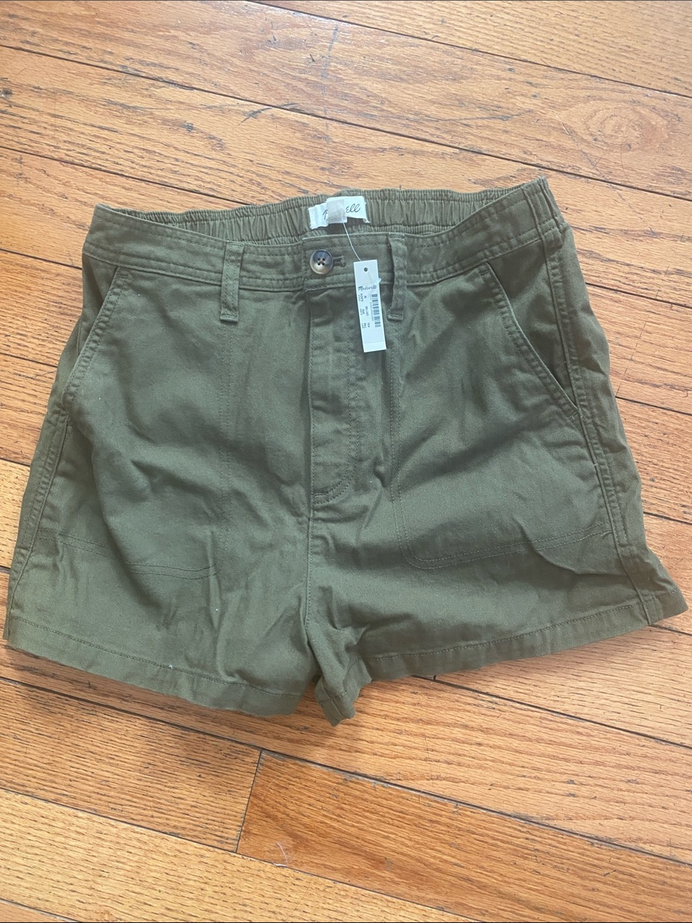 Madewell Olive Utility Shorts with Button Detail